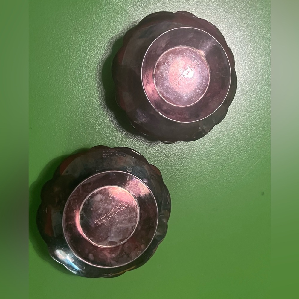 MCM Denmark silver plated candle holders pair set 2 A/5 CHR JENSEN marked - Picture 5 of 11